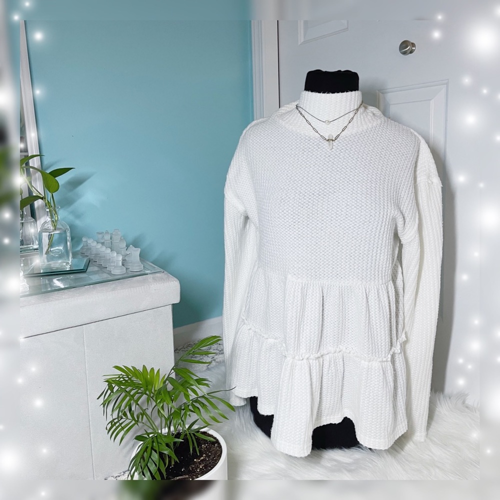 Long Sleeve Peplum Mock Neck Sweater